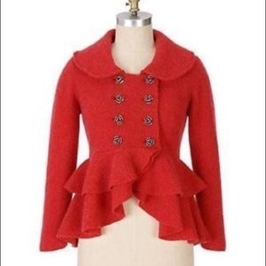 anthropologie • red red rose sweater jacket • xs